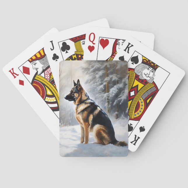German Shepherd Let It Snow Christmas Playing Cards (Back)