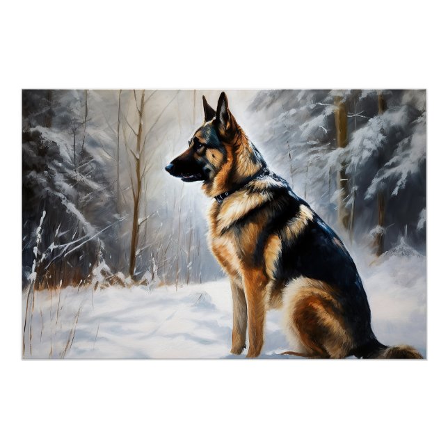 German Shepherd Let It Snow Christmas Poster (Front)