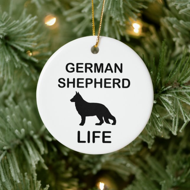 german shepherd life ceramic ornament (Tree)