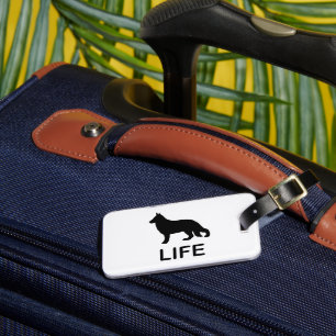 german shepherd life silhouette luggage tag
