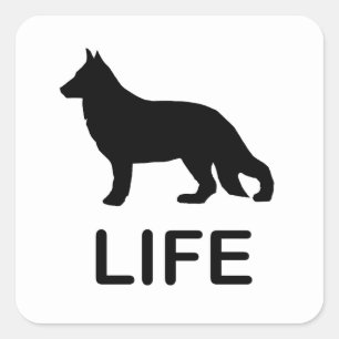 german shepherd life silhouette square sticker