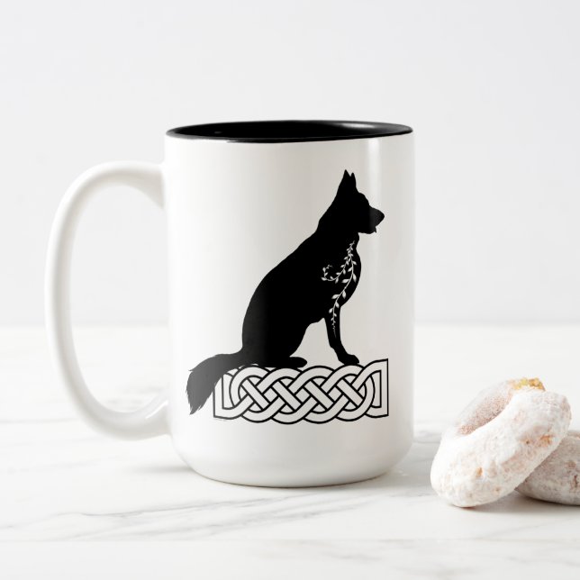 German Shepherd Loki Sailor’s Knot  Two-Tone Coffee Mug (With Donut)