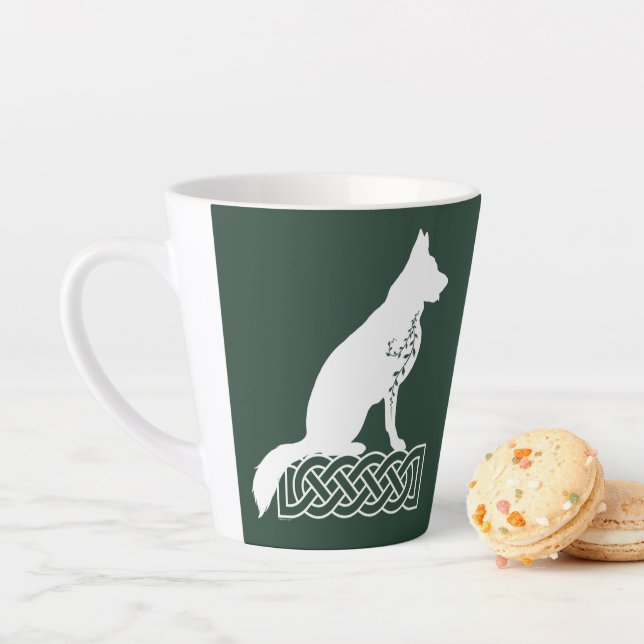 German Shepherd Loki Sailor’s Knot White Custom  Latte Mug (In Situ)