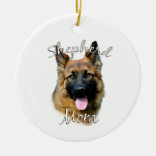 German Shepherd (longhair) Mom 2 Ceramic Ornament