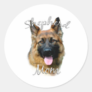 German Shepherd (longhair) Mom 2 Classic Round Sticker