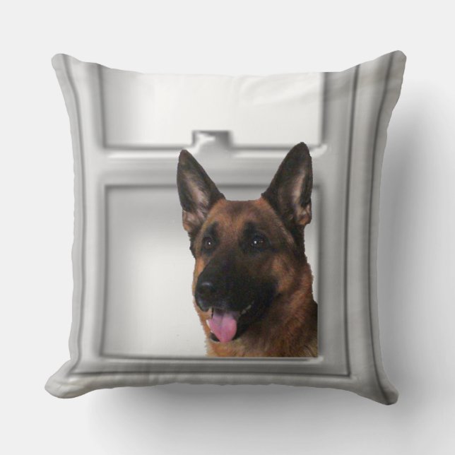 German Shepherd Looking Out The Window Pillow (Front)