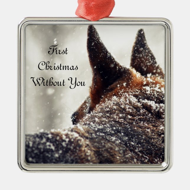 German Shepherd Lost Pet Memorial Metal Ornament (Front)