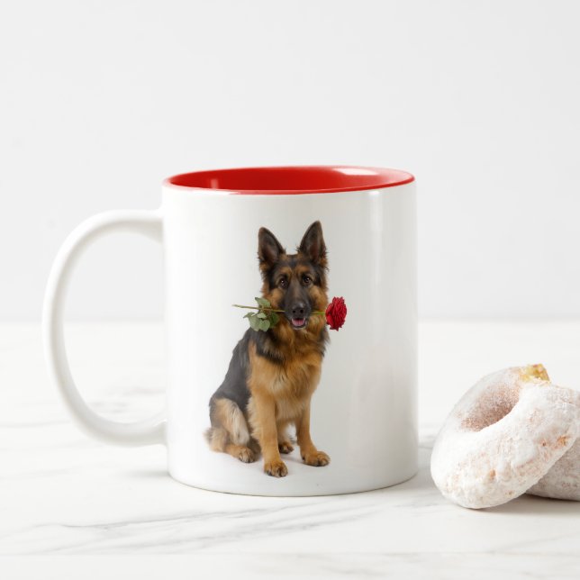 German Shepherd Love Two-Tone Coffee Mug (With Donut)