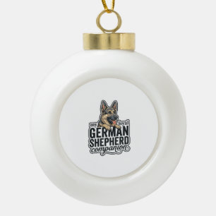 German Shepherd Lover Vintage Engraving Dog Typogr Ceramic Ball Christmas Ornament