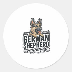 German Shepherd Lover Vintage Engraving Dog Typogr Classic Round Sticker