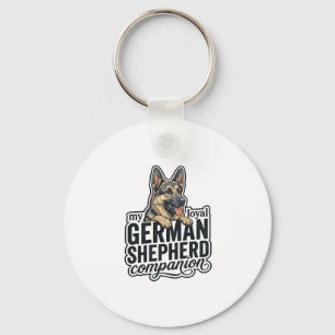 German Shepherd Lover Vintage Engraving Dog Typogr Keychain