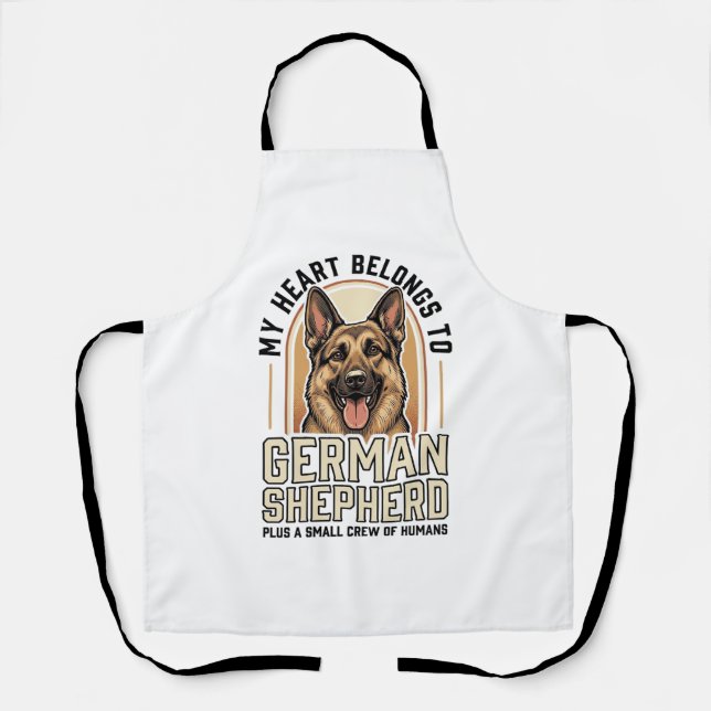 German Shepherd Lover Vintage Engraving Funny Dog  Apron (Front)