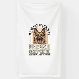 German Shepherd Lover Vintage Engraving Funny Dog Banner