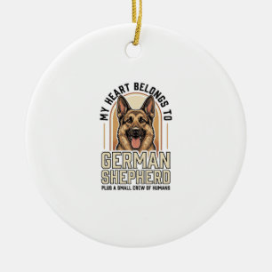 German Shepherd Lover Vintage Engraving Funny Dog Ceramic Ornament