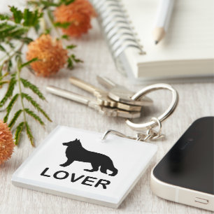 German Shepherd Lover with Silhouette Keychain