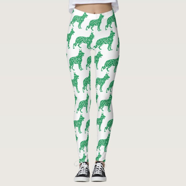 German Shepherd made of Shamrocks Leggings (Front)