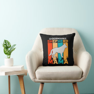 German Shepherd MAMA, Blue Brown on  Black Throw Pillow