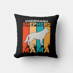 German Shepherd MAMA, Blue Brown on  Black Throw Pillow