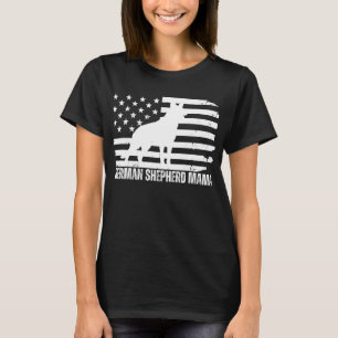 German Shepherd Mama USA Flag, Patriotic Dog Mom T-Shirt