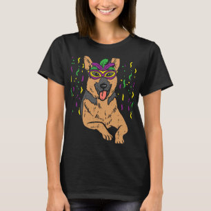German Shepherd Mardi Gras Mask Cute Carnival Dog  T-Shirt