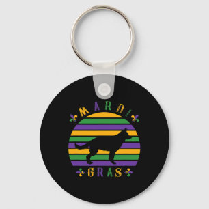 German Shepherd Mardi Gras Pet Dog Lover Mom Women Keychain