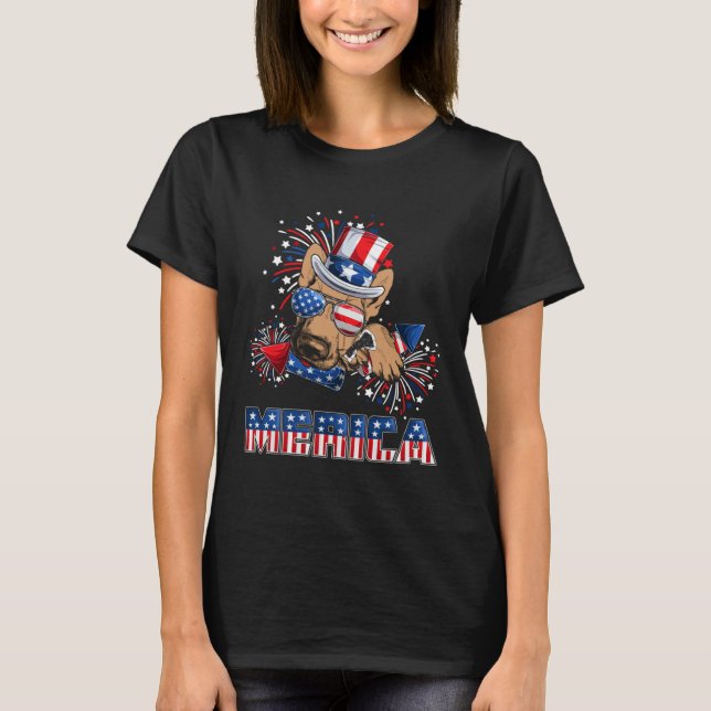 German Shepherd Merica Firework 4th Of July Men Bo T-Shirt (Front)