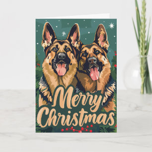German Shepherd Merry Christmas Personalized Holiday Card