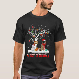 German Shepherd Merry Snowman Light Tree For Chris T-Shirt