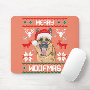 German Shepherd Merry Woofmas Sweatshirt Christmas Mouse Pad