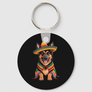 German shepherd mexican sombrero mexico cinco de keychain