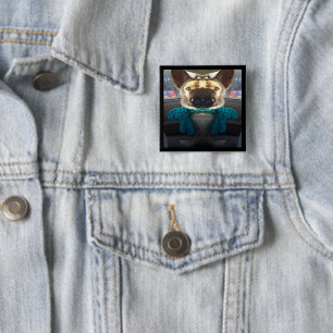 German Shepherd Mirrored Distortion 2 Inch Square Button