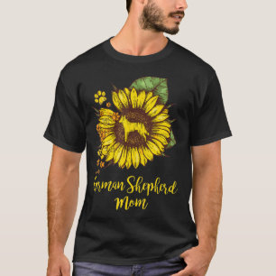 German Shepherd Mom Best  Sunflower With Dog Paw T-Shirt