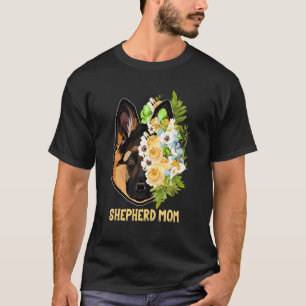 German Shepherd Mom Flowers Apparel Shepherd Mama  T-Shirt