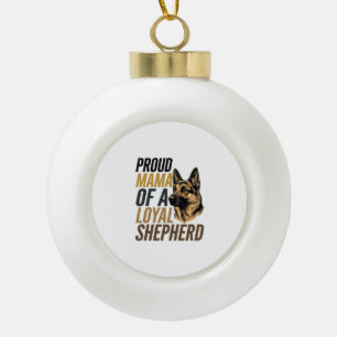 German Shepherd Mom Shirt Vintage Dog Mama Graphic Ceramic Ball Christmas Ornament