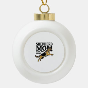 German Shepherd Mom Shirt Vintage Engraving Dog Lo Ceramic Ball Christmas Ornament