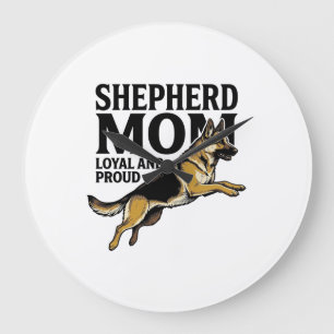 German Shepherd Mom Shirt Vintage Engraving Dog Lo Large Clock