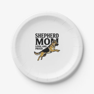 German Shepherd Mom Shirt Vintage Engraving Dog Lo Paper Plate