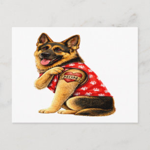 German Shepherd Mom Tattoo Holiday Postcard