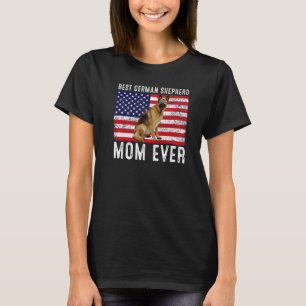 German Shepherd Mom Usa American Flag Dog  Owner T-Shirt