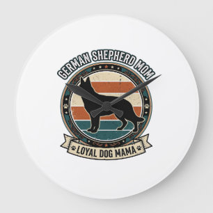German Shepherd Mom Vintage Dog Lover Tee_1 Large Clock