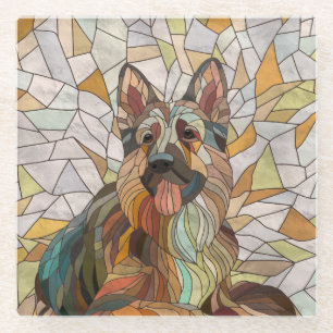 German Shepherd -  Mosaic Art Glass Coaster