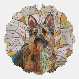 German Shepherd -  Mosaic Art Ornament Card