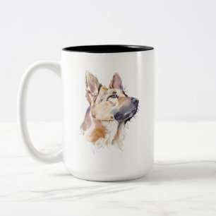 German Shepherd Mug, Watercolor GSD Dog Coffee Mug