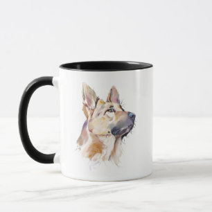 German Shepherd Mug, Watercolor GSD Dog Coffee Mug