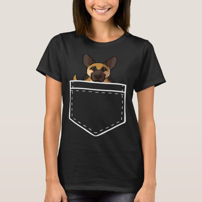 German Shepherd Mum in the front pocket T-Shirt (Front)
