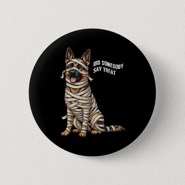 German Shepherd Mummy Halloween Dog  2 Inch Round Button (Front)