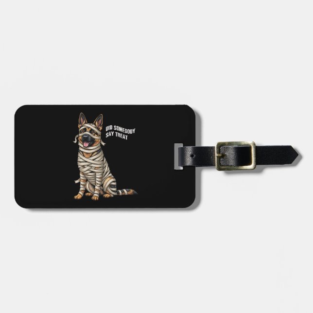 German Shepherd Mummy Halloween Dog  Luggage Tag (Front Horizontal)