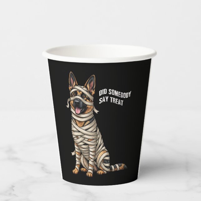 German Shepherd Mummy Halloween Dog  Paper Cups (Front)