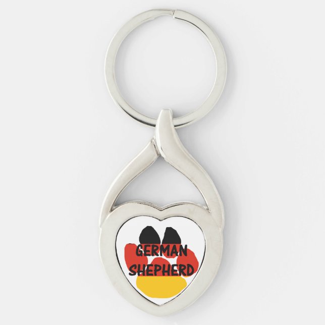 german shepherd name paw germany-flag paw keychain (Front)