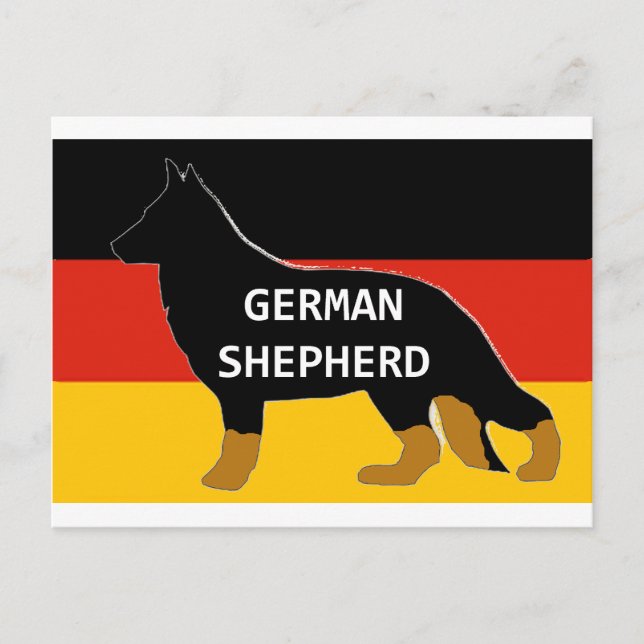 german shepherd name silhouette on flag bicolor.pn postcard (Front)